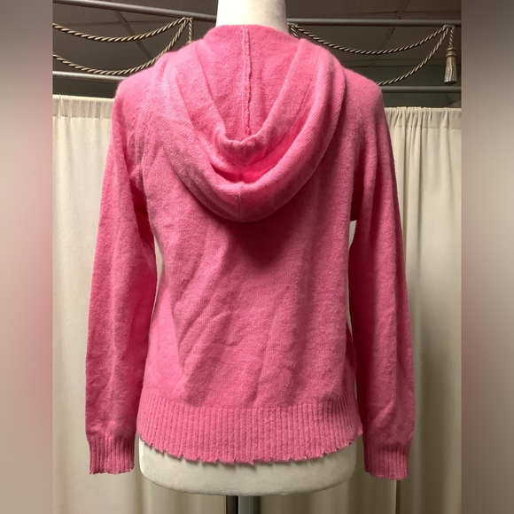 MINNIE ROSE 100% cashmere oversized frayed edge hoodie sweater - Picture 3 of 12